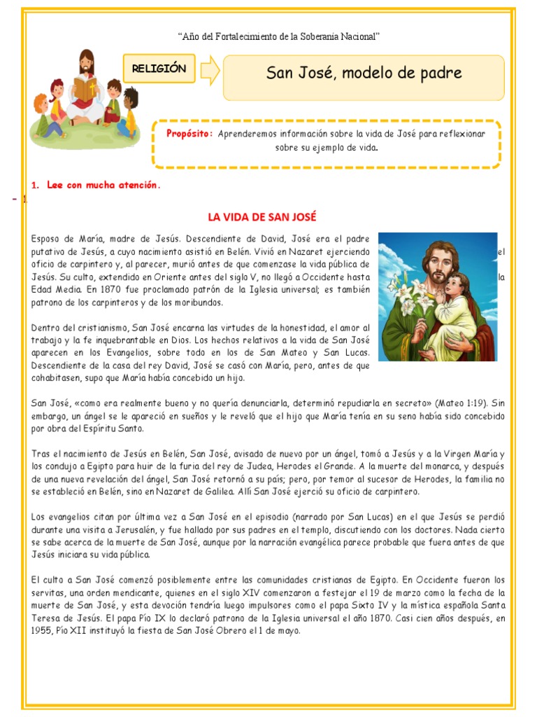 Vida y virtudes de San José | PDF | San José | María, madre de Jesús
