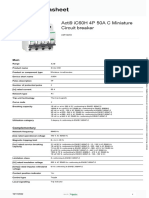 Acti9 iC60H 4P 50A C Miniature Circuit Breaker Spec Sheet