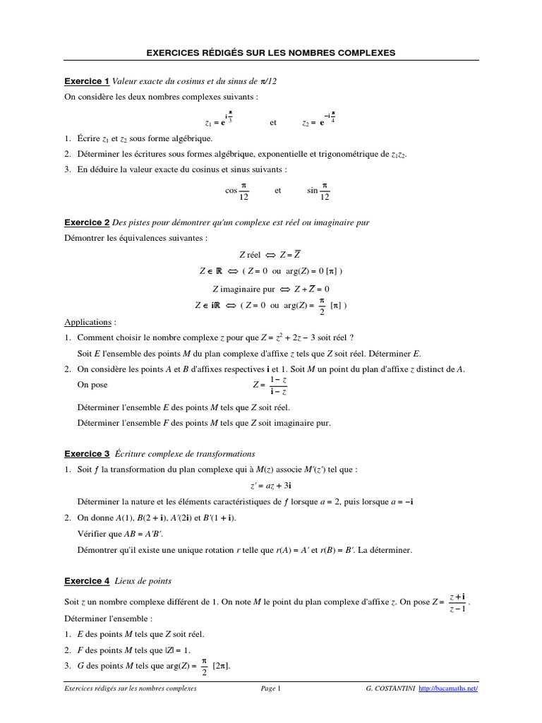 Nombre Complexe TD | PDF | Nombre complexe | Fonction trigonométrique