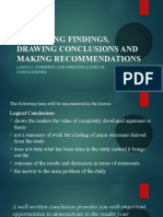 III - Tpic 7.2 Reporting Findings, Drawing Conclusions and Making Recommendations (Forming and Writing Logical Conclusions)