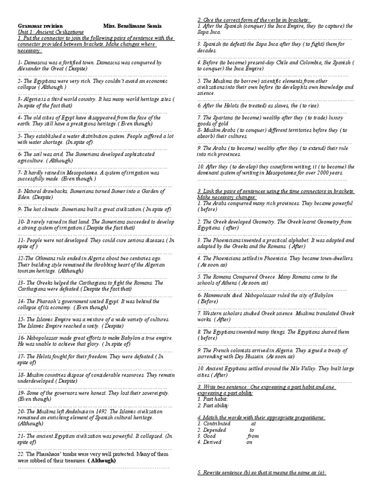Grammar Revision, Ancient Civilization | PDF | Phoenicia | Ancient Egypt