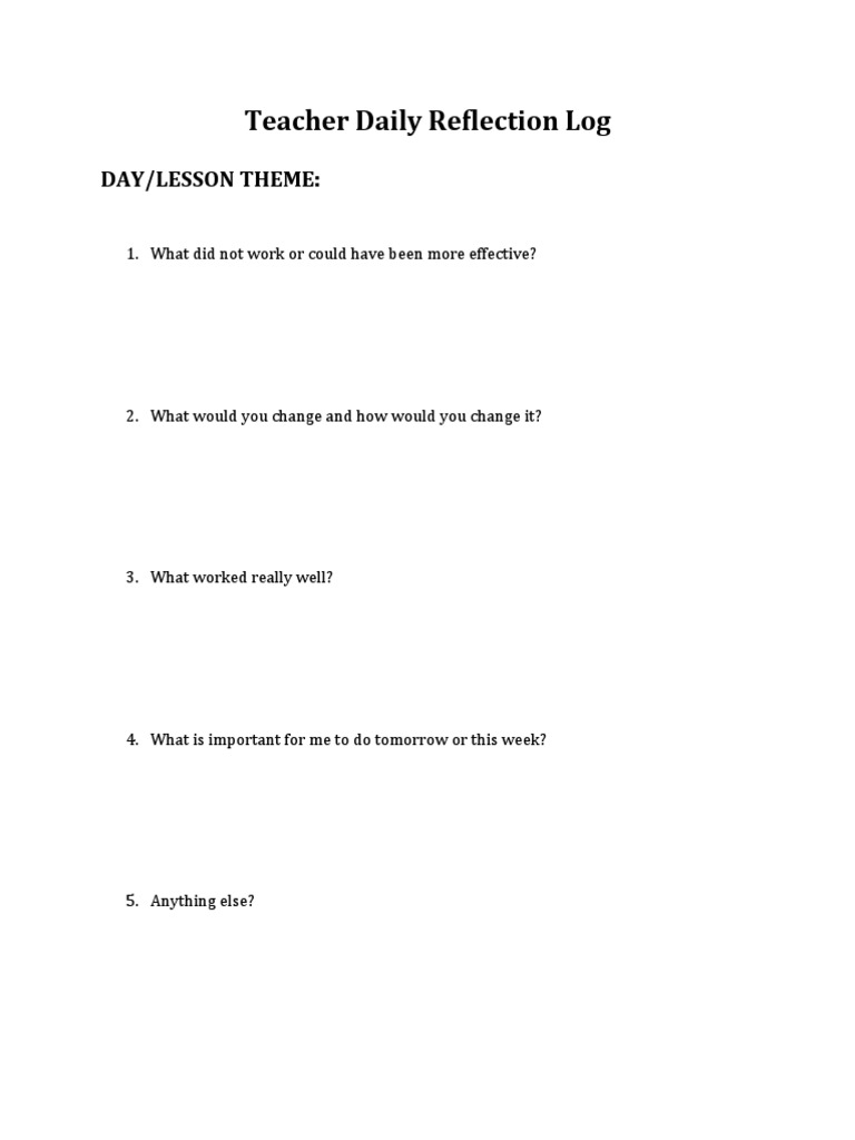 Teacher Daily Reflection Log | PDF