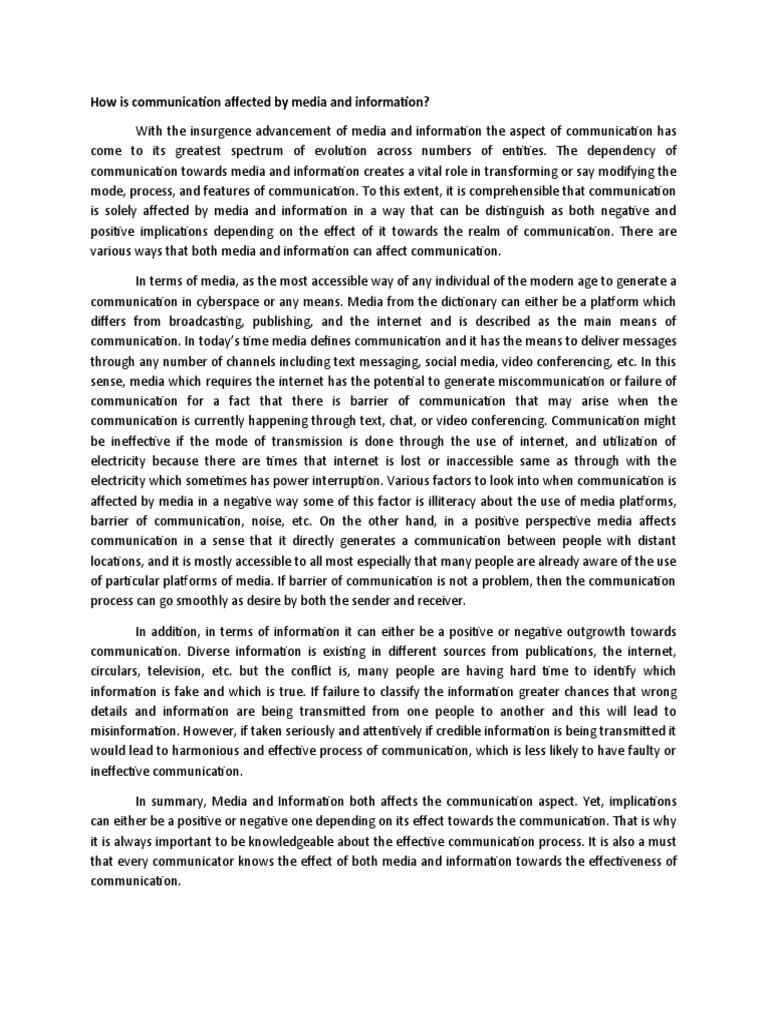 How Is Communication Affected by Media and Information | PDF ...