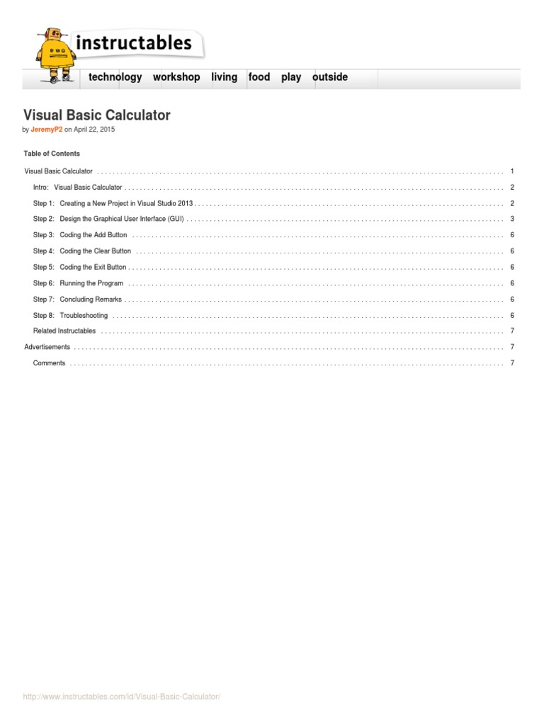 Visual Basic Calculator | PDF | Visual Basic .Net | Button (Computing)