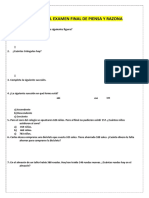 Repaso para El Examen Final de Piensa y Razona. 2022 Ok