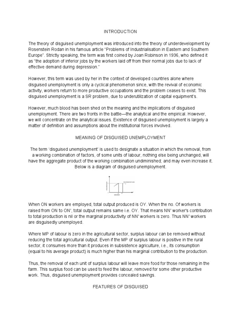 Nurkse Theory of Disguised Unemployment PDF Labour Economics Unemployment