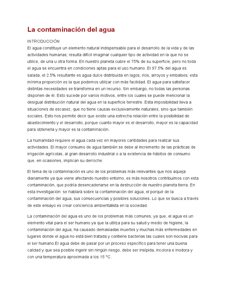 Contaminación del Agua: Causas y Soluciones | PDF | Agua | La ...