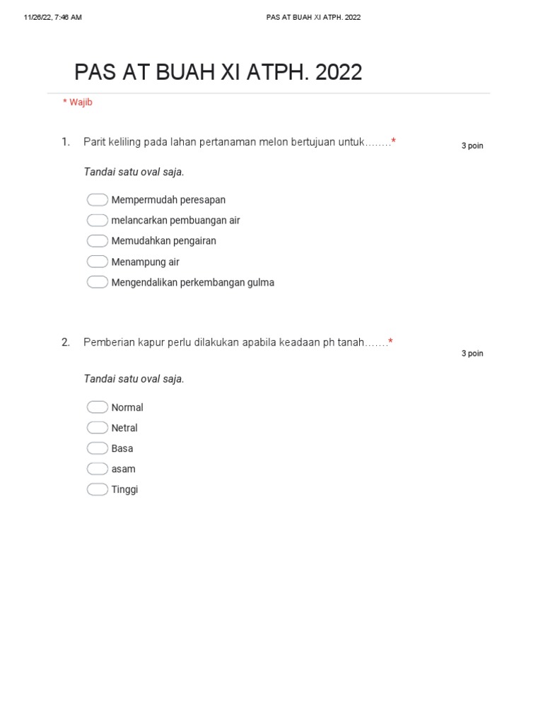 Pas at buah xi atph 2022 google formulir pdf