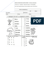 Avaliação Adaptada de Português Victoria - 4º Ano