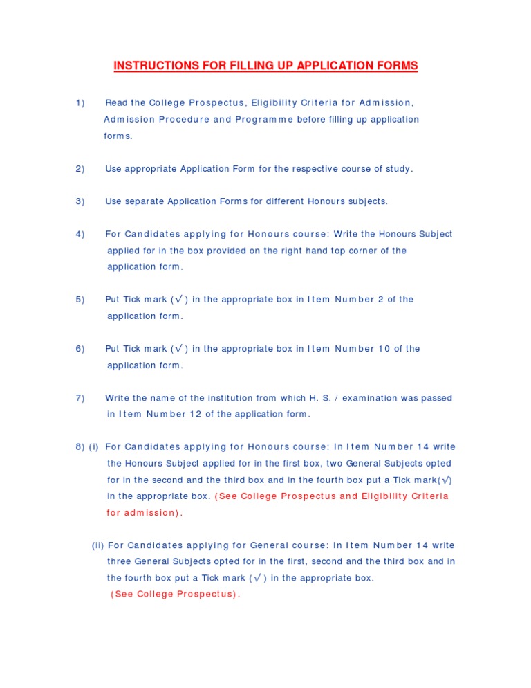 Application Form Filling Instructions | PDF | Career & Growth
