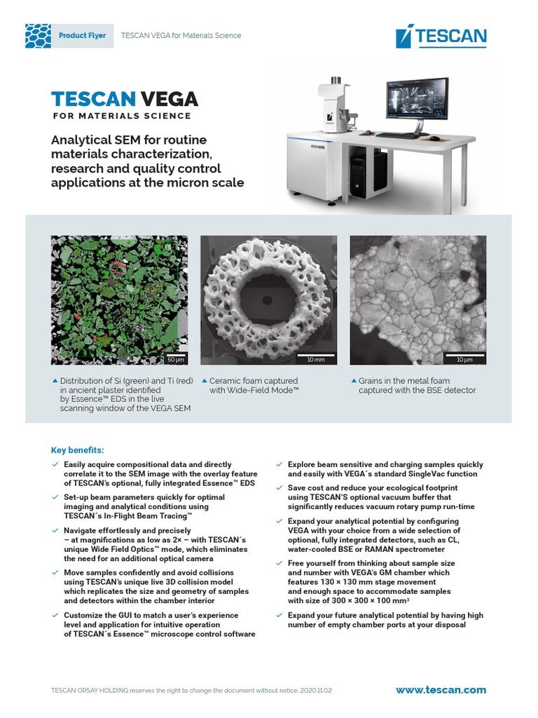 TESCAN VEGA For MS - Product Flyer | PDF | Scanning Electron Microscope ...