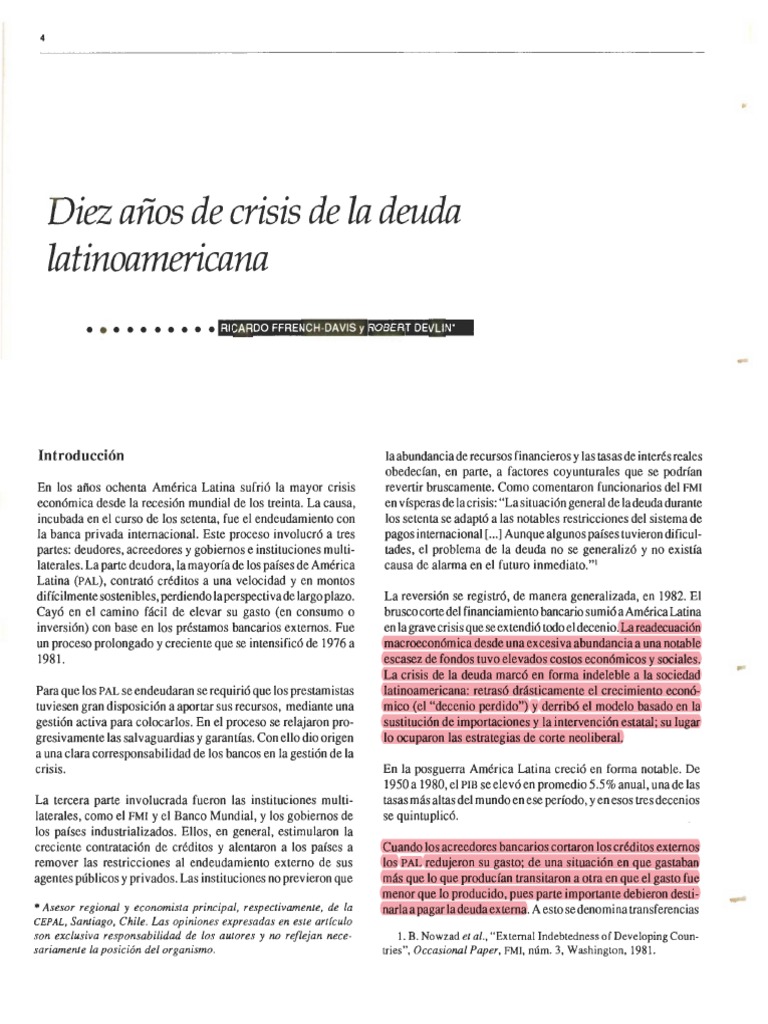 Crisis de la Deuda en América Latina 1982 | PDF | Deuda | Bancos
