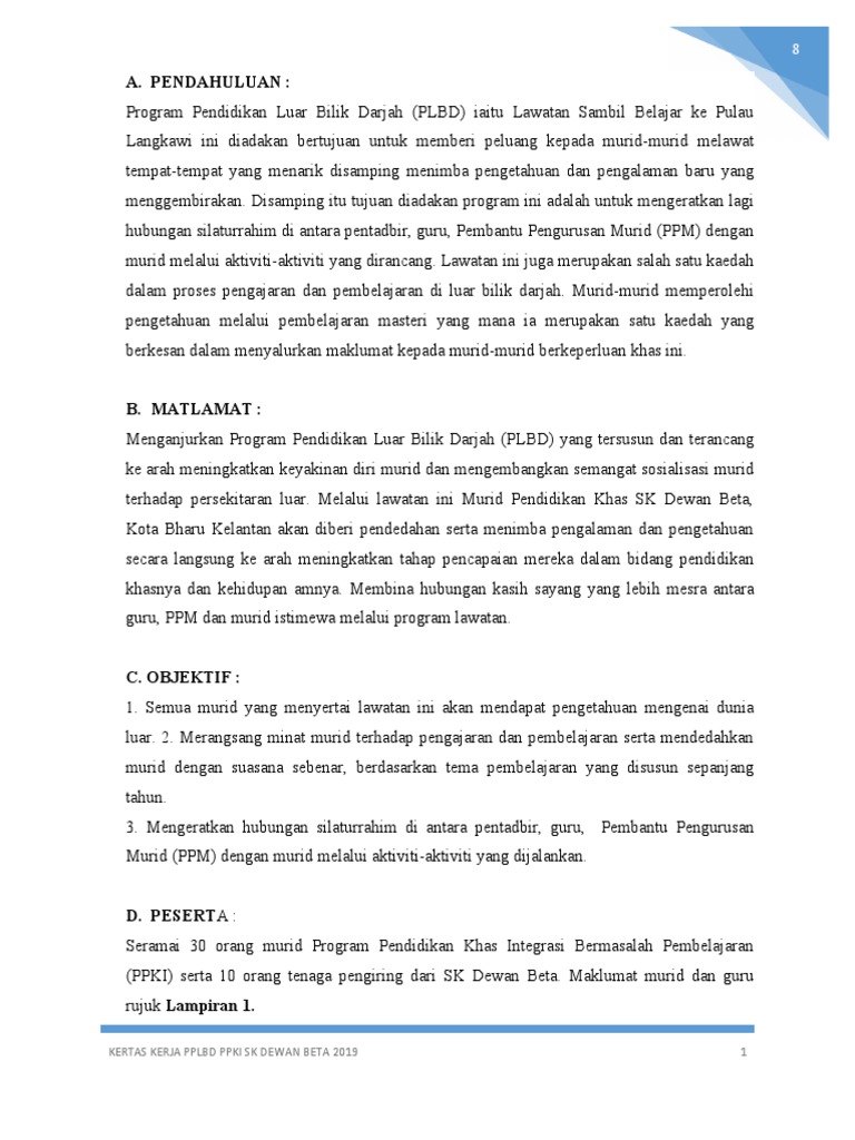 KERTAS KERJA Ppki Ke Langkawi | PDF