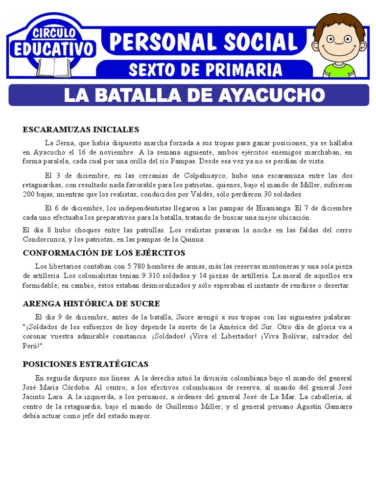 La Batalla de Ayacucho para Sexto de Primaria - 1670885570