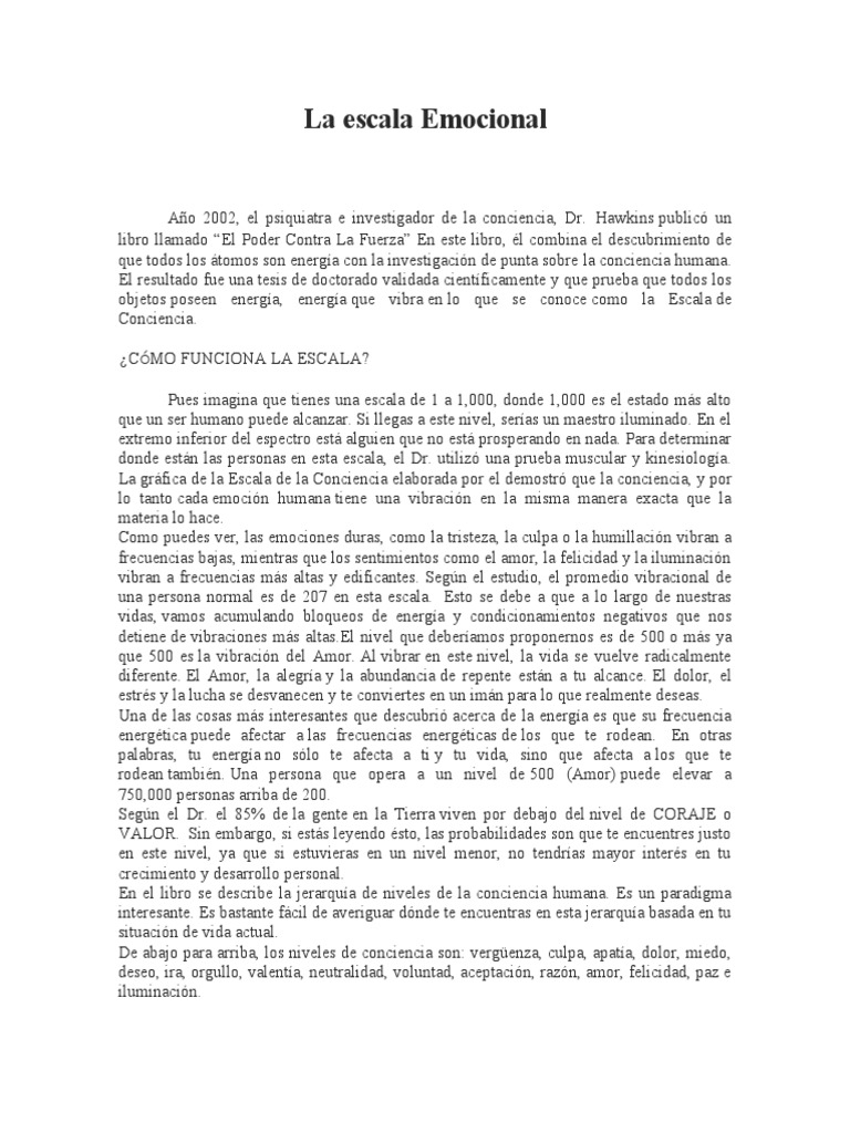 Escala de Conciencia y Frecuencias Emocionales | PDF | Amor | Las emociones