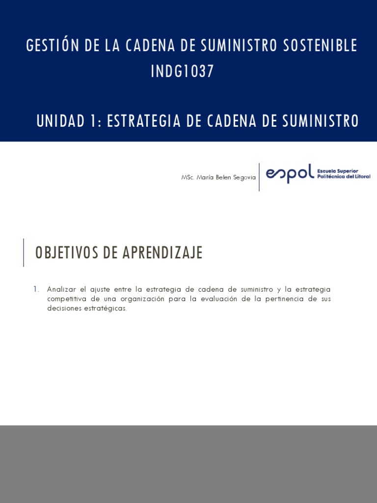 Unidad 1 - Estrategia de Cadena de Suministro - PARTE I-1 | PDF ...