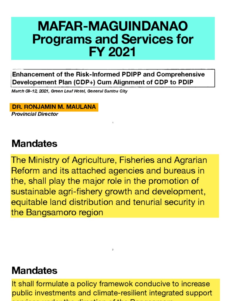 MAFAR-Maguindanao Programs FY 2021 | PDF | Agriculture | Organic Farming
