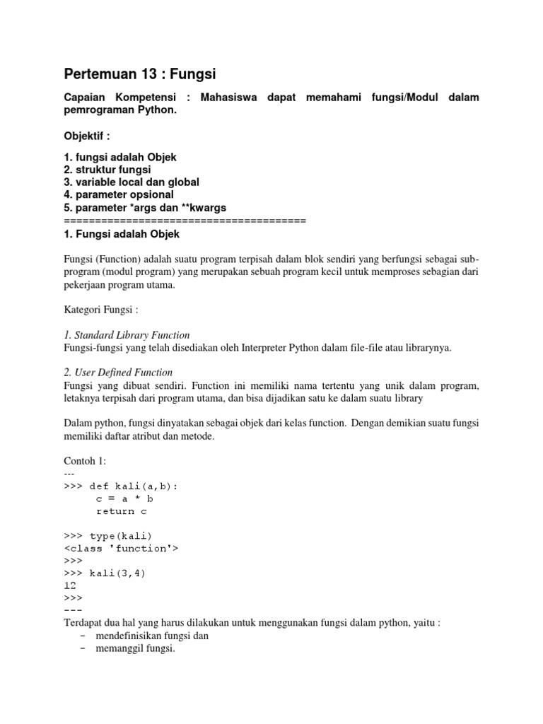 Memahami Fungsi dalam Pemrograman Python | PDF