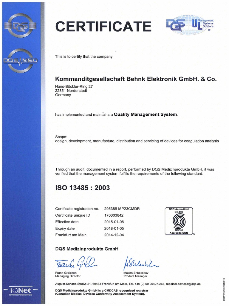 BE ISO13485 Expire 2018 PDF