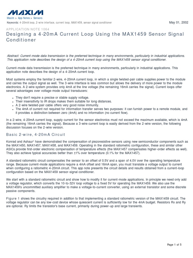 Designing A 4-20ma Current Loop | PDF | Electronic Circuits | Sensor
