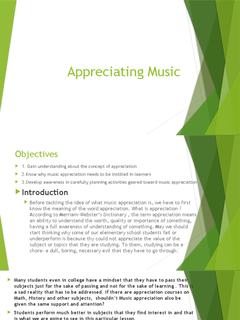 Music Appreciation in Elementary Education | PDF | Schools | Teachers