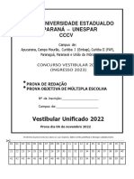 Caderno de Prova Unespar Fase 1 (2022)