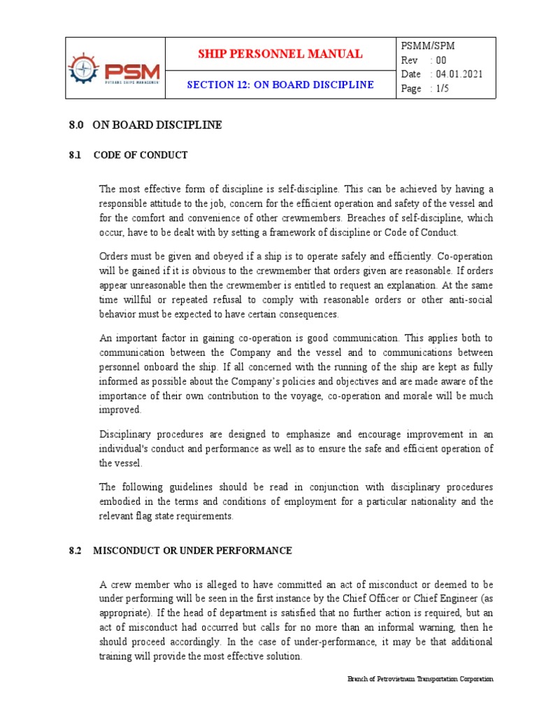 Section 12 - On Board Discipline | PDF | Disciplines | Theft