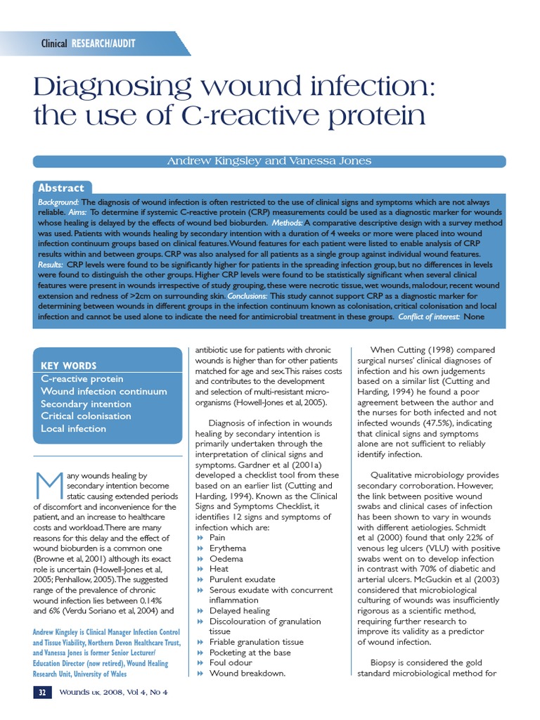 Diagnosing Wound Infection The Use of C Reactive Protein 1 | PDF | C ...