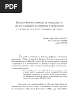 1 - Educação Especial, Formação de Professores e o Uso de Tic - A Construção de Práticas Pedagógicas Inclusivas