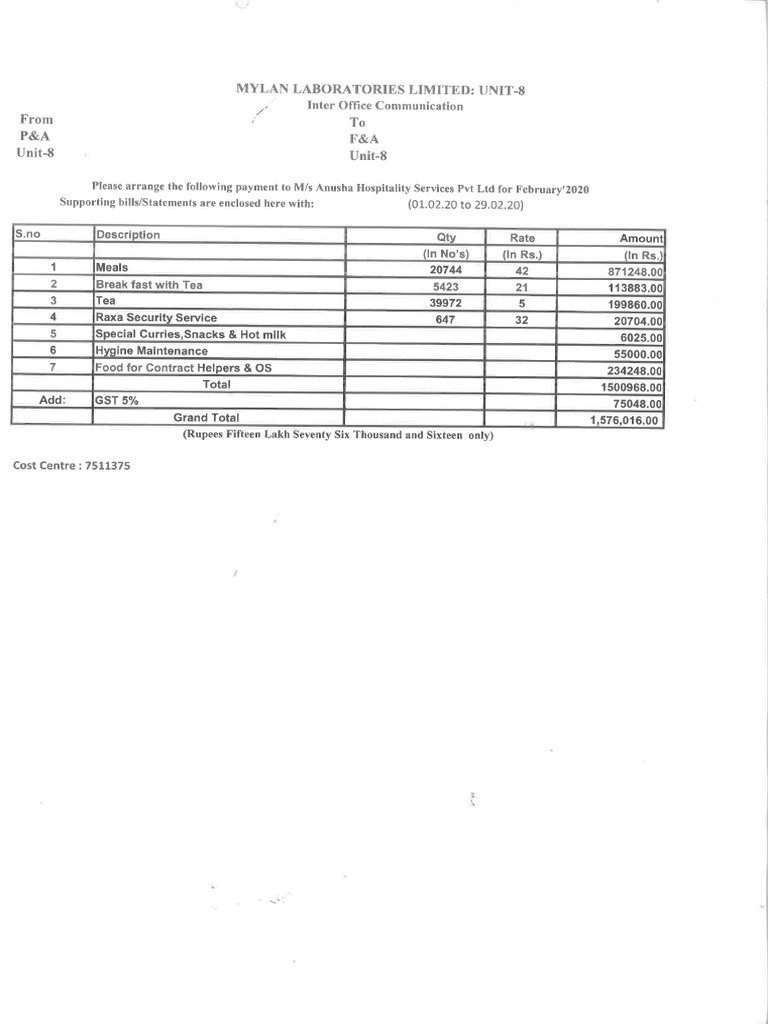 Canteen Invoice PDF
