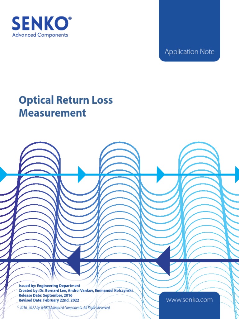 Optical Return Loss Measurement Application Note PDF Optical