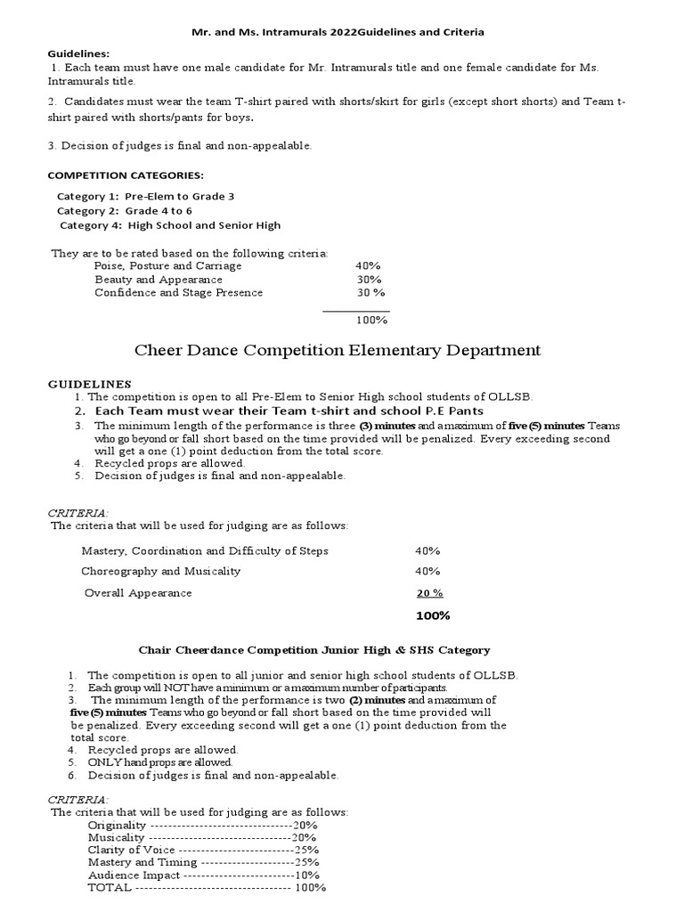 Mr Ms Intramurals 2022 Guidelines | PDF