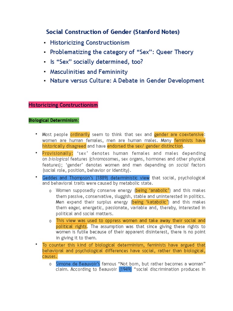 Social Construction of Gender Explained | PDF | Gender | Gender Studies