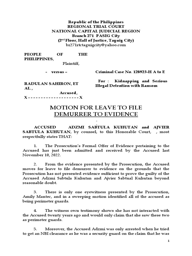 Motion for Leave Demurrer PDF