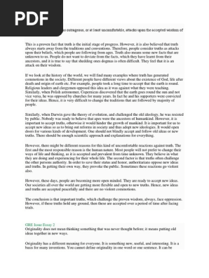 GRE Issue Essay 1