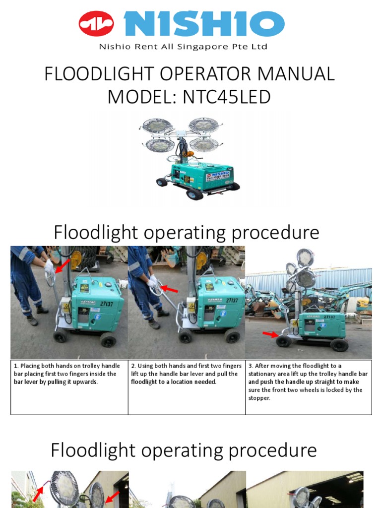 Floodlight Lowering Procedures Guide | PDF | Switch | Elevator