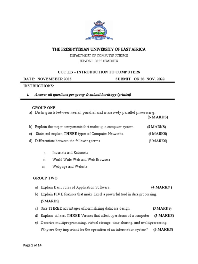 Ucc 113 Introduction To Computers Assignment | PDF | Databases | World ...