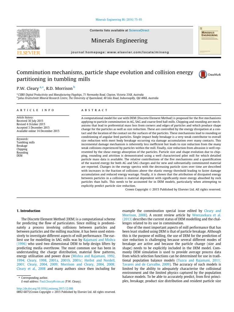 Comminution Mechanisms Particle Shape Evolution And Collision Energy