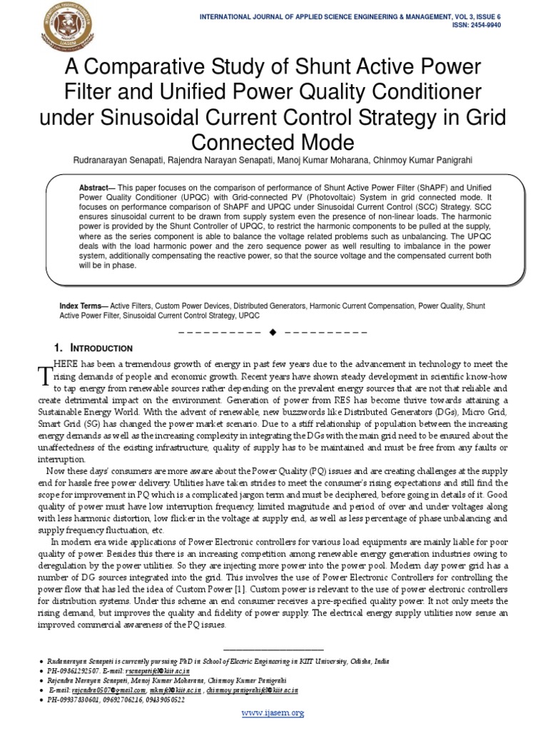 Shunt Active Filter vs. UPQC Performance | PDF | Power Inverter ...