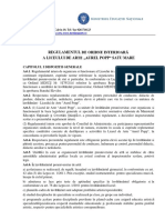 Regulamentul de Oridne Interioară A Liceului de Arte Aurel Popp" Satu Mare