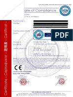 Certificate of Compliance for Protective Mask Models