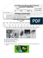 Avaliação trimestral de Ciências da Escola Municipal Bárbara Maria Salomão