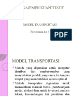 Pertemuan 6 Model Transportasi