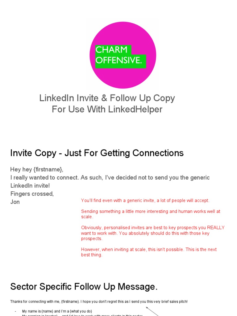 LinkedIn Invite Messaging Templates PDF