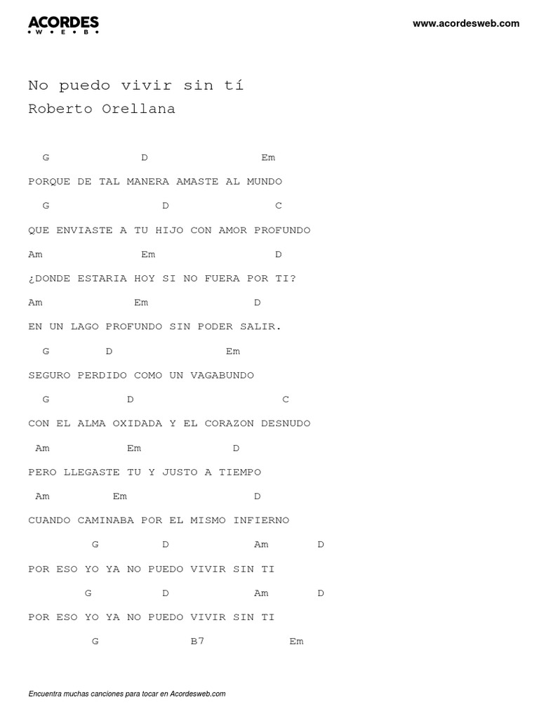 Roberto Orellana No Puedo Vivir Sin Ti | PDF