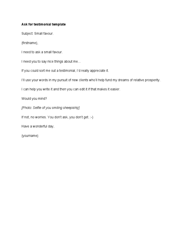 Ask For Testimonials Template | PDF | Career & Growth