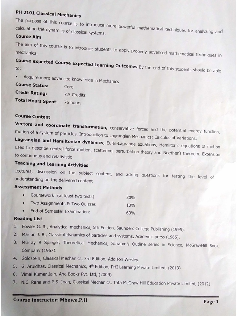 Classical Mechanics | PDF