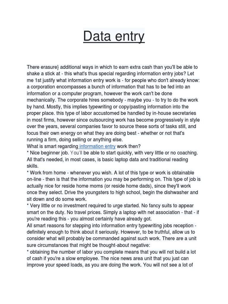 Data Entry | PDF | Outsourcing | Economies