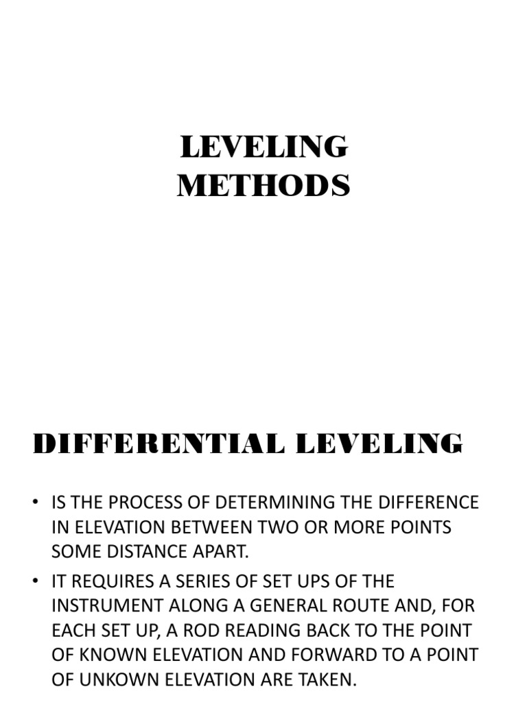 DIFFERENTIAL LEVELING METHODS GUIDE PDF Earth Sciences Metrology
