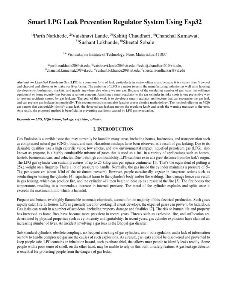 Smart LPG Leak Prevention System | PDF | Liquefied Petroleum Gas ...